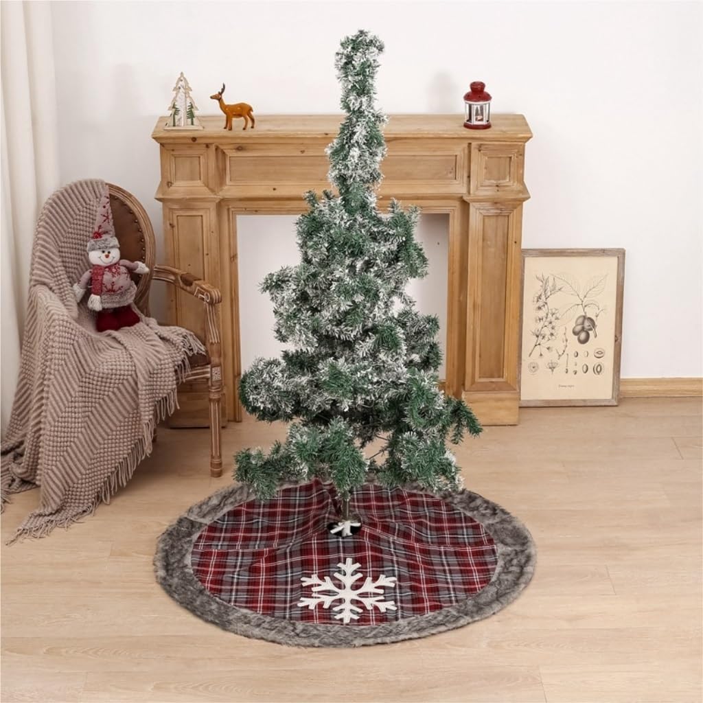 Tree Skirt Christmas Christmas Tree Skirt Plaid Snowflake Tree Skirt Embroidered Christmas Tree Skirt Christmas Tree Decorations Christmas Skirt Tree