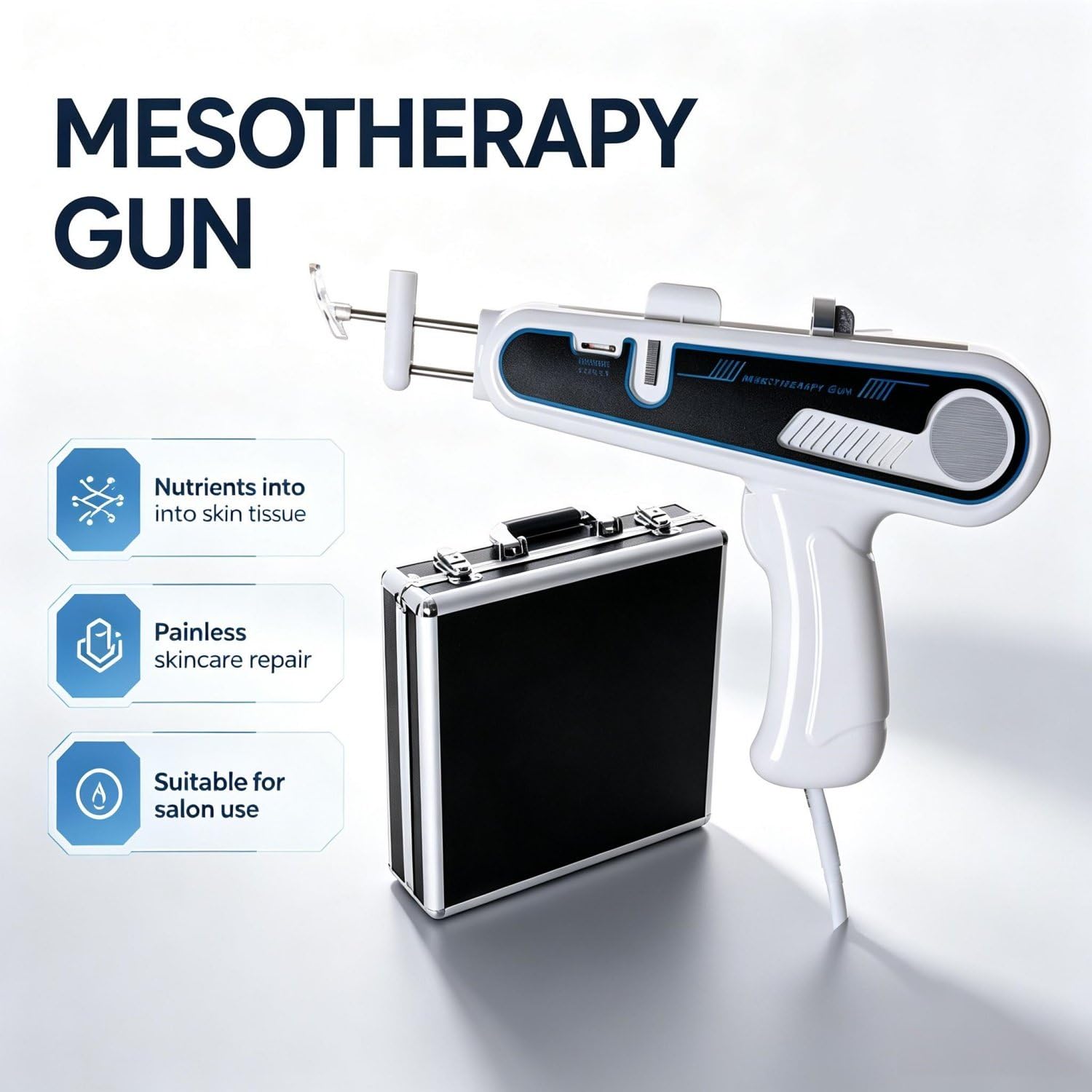 Appareil de Soin de la Peau à l'eau, Pistolet méso Portable | Appareil d'injection faciale portable pour une hydratation profonde ; utilisation facile pour les soins quotidiens à domicile