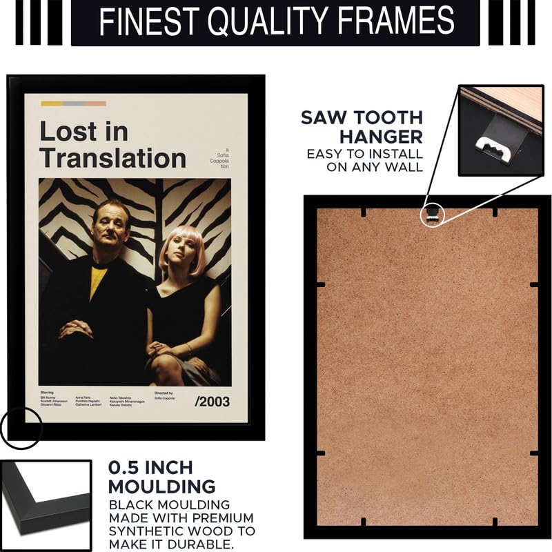Image of BLINKART Lost In Translation Movie Poster Frame 8x12 Inch | Premium 300 GSM Paper Wall Print | Mid Century Vintage Film Artwork for Home, Bedroom, Living Room, Office | Framed Photo Decor