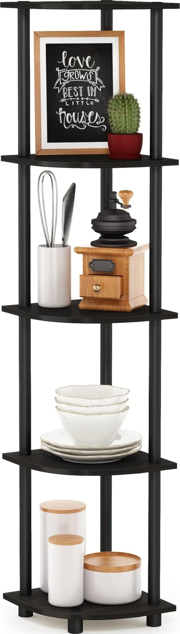 Furinno TURN-N-TUBE 5-Tier Corner Shelf, Bookcase, Espresso