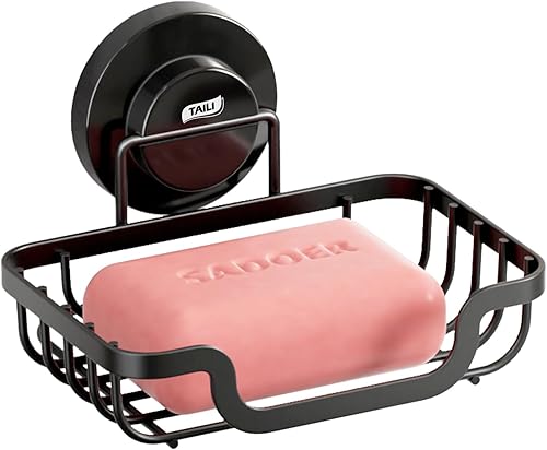 TAILI Soporte para jabón con ventosa, soporte para champú de barra para pared de ducha, bandeja ahorradora de jabón de drenaje para baño, soporte de