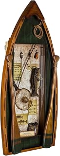 Hobby Lobby Wooden Fishing Boat Shadow Box Wall Decor, 25"H x 12.5"W, Vintage Style with Fishing Gear Display