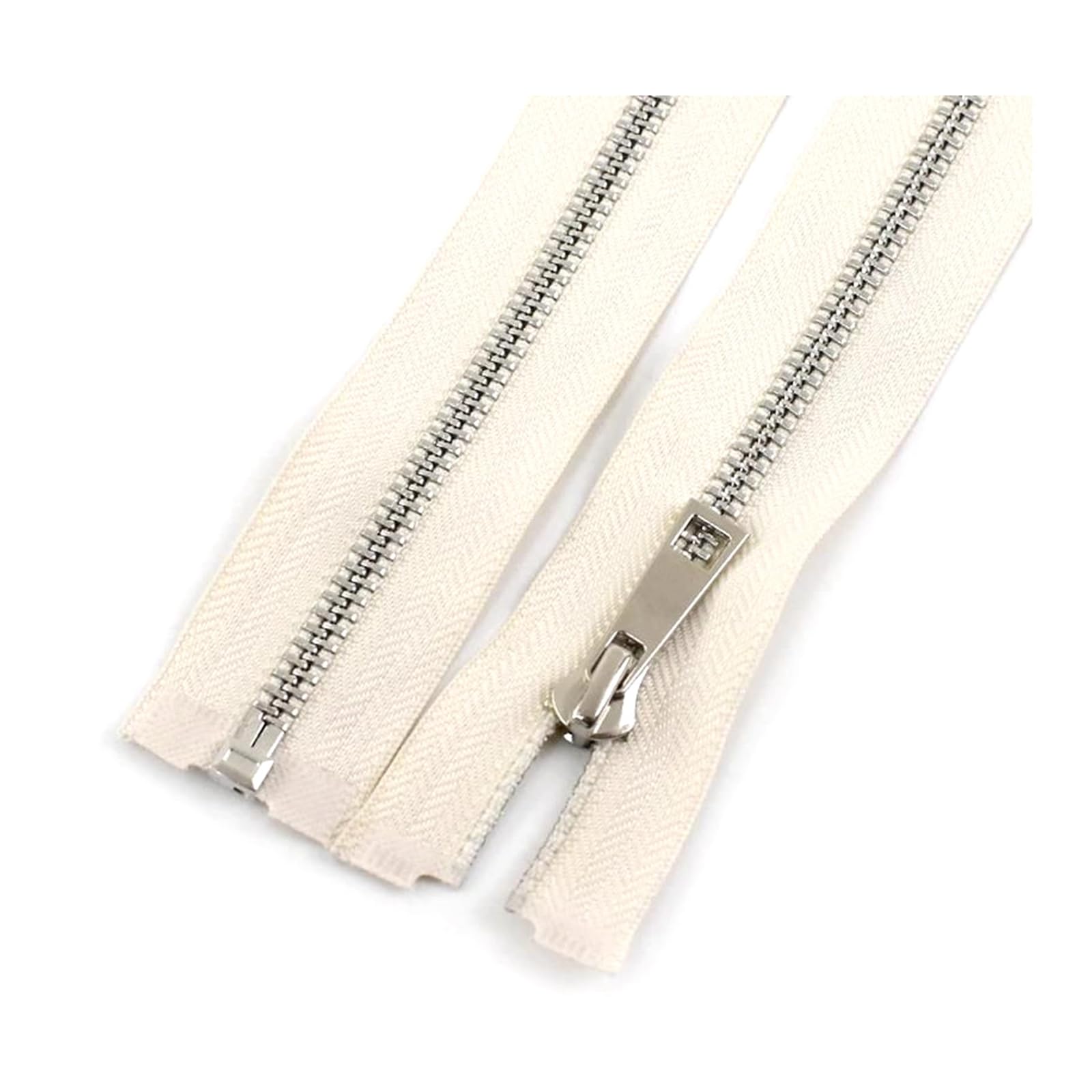 Cremallera con dientes metálicos, 2 piezas, n.° cremalleras de extremo abierto for chaqueta, accesorio costura repuesto(Beige,80cm)