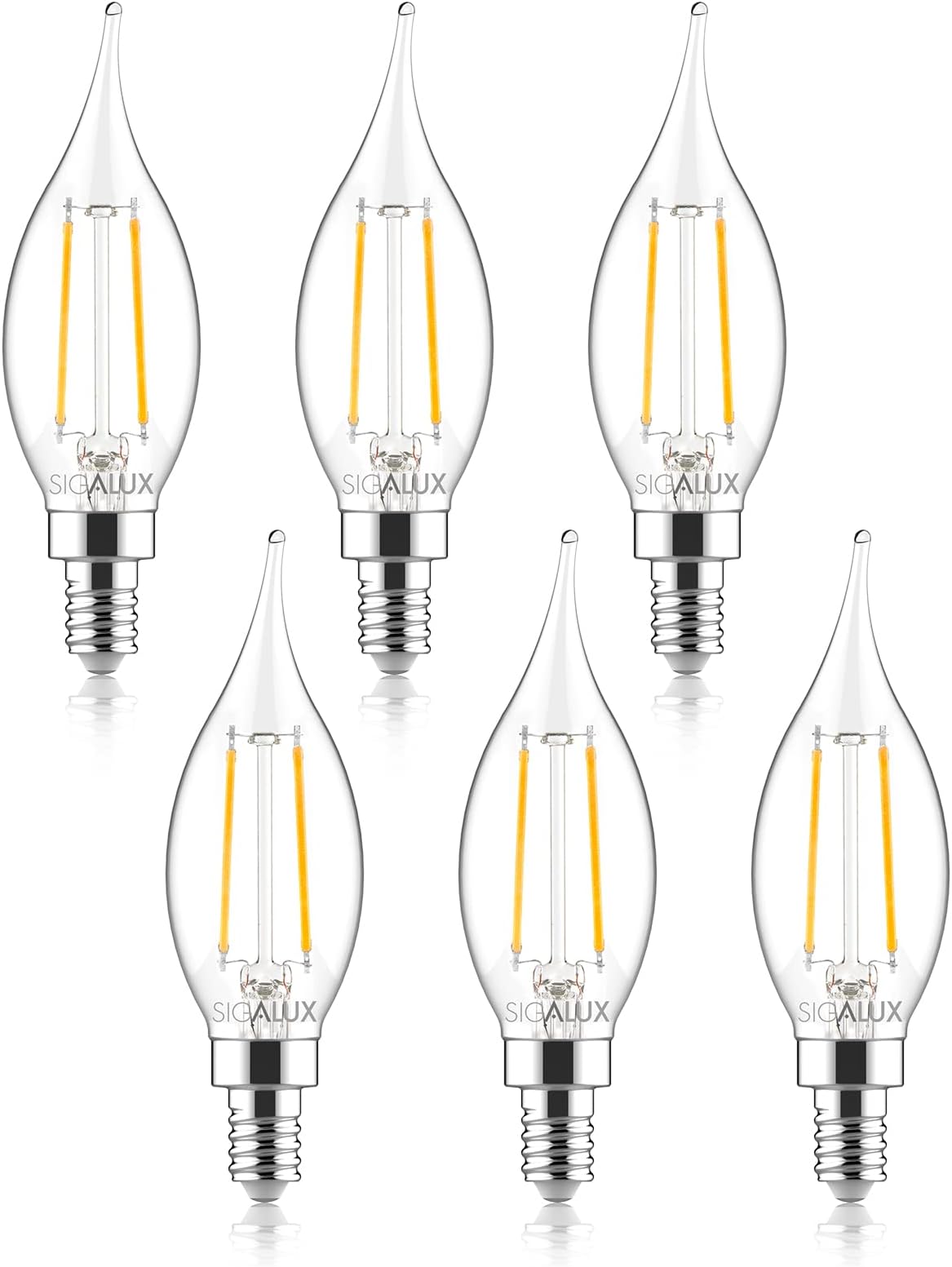 PANLAVIE LED Filament Chandelier Bulb 4W, Vintage Classic Edison style, E26 Standard Base Amber