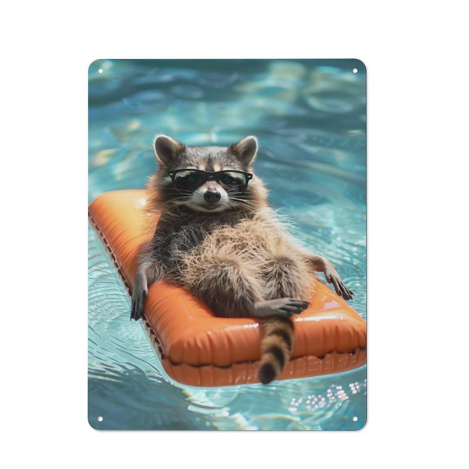 Junmoney Relaxed Racoon Retro Metal Plaque 40X30cm For Dining Room Or Kitchen, For Kitchen, Dining Room And Home Bar Wall Decor