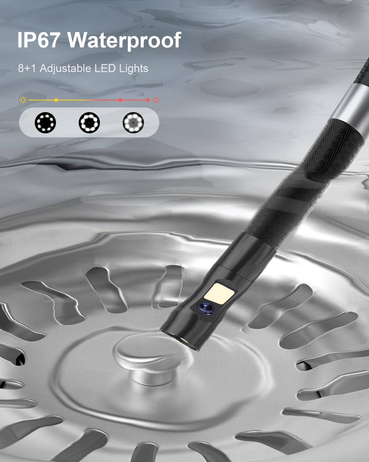 Endoscopio Industrial de Doble Lente - 1080P HD Cámara de Inspección, 5" IPS Pantalla Endoscópica con 8+1 LED, Professional Camara Inspeccion Tuberias IP67 Impermeable de 8 mm, Tarjeta de 32 GB (1,5M)