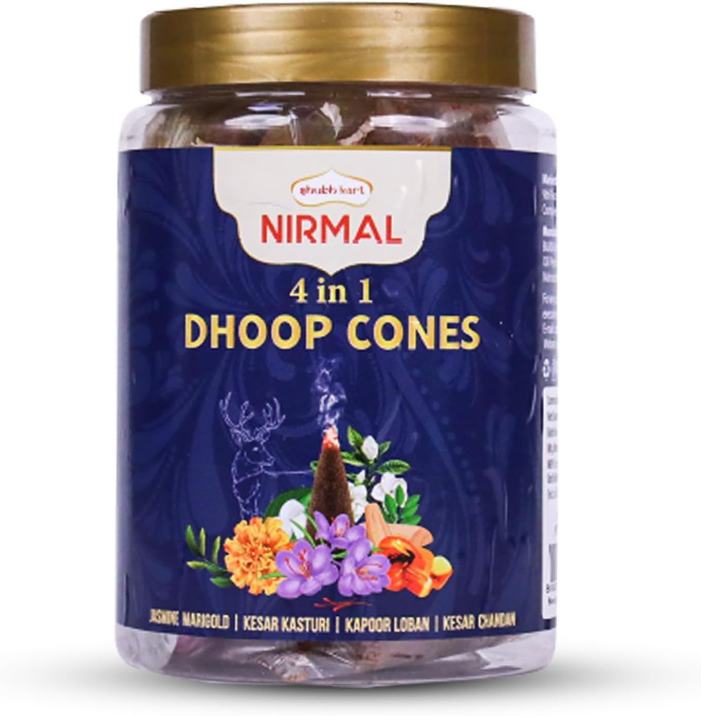 Shubhkart Nirmal 4 in 1 Dry Dhoop Cone Jar 25N Each | Assorted Incense Cones for Pooja, Meditation, Relaxation & Spiritual Events | Natural Aromatic Incense for Home Use-image-28