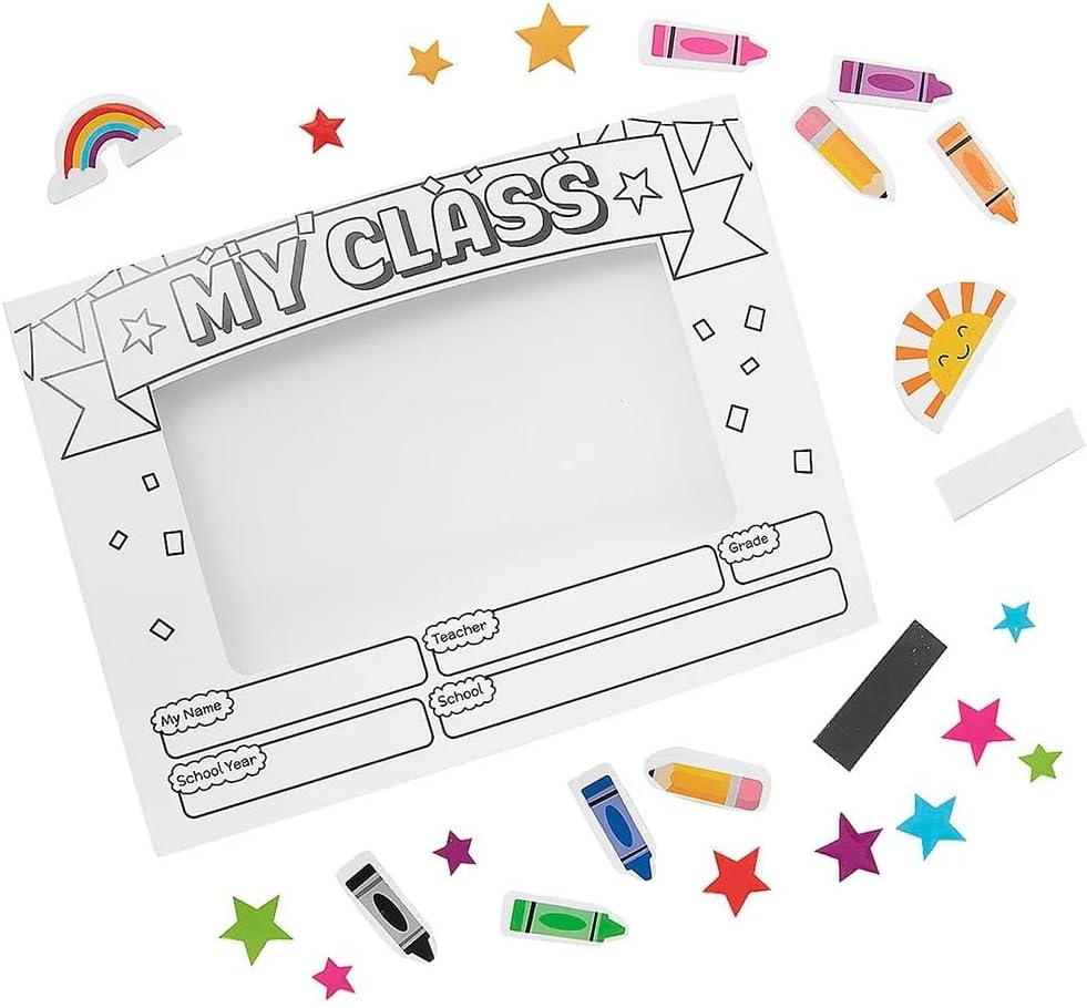 Fun Express Mini Picture Frames Classpack 30 Pieces - Small Frames for Crafts & DIY Valentines Day Craft Kit for Kids Classroom | Paper Picture Frames Set for Preschool Art Projects & Party Craft