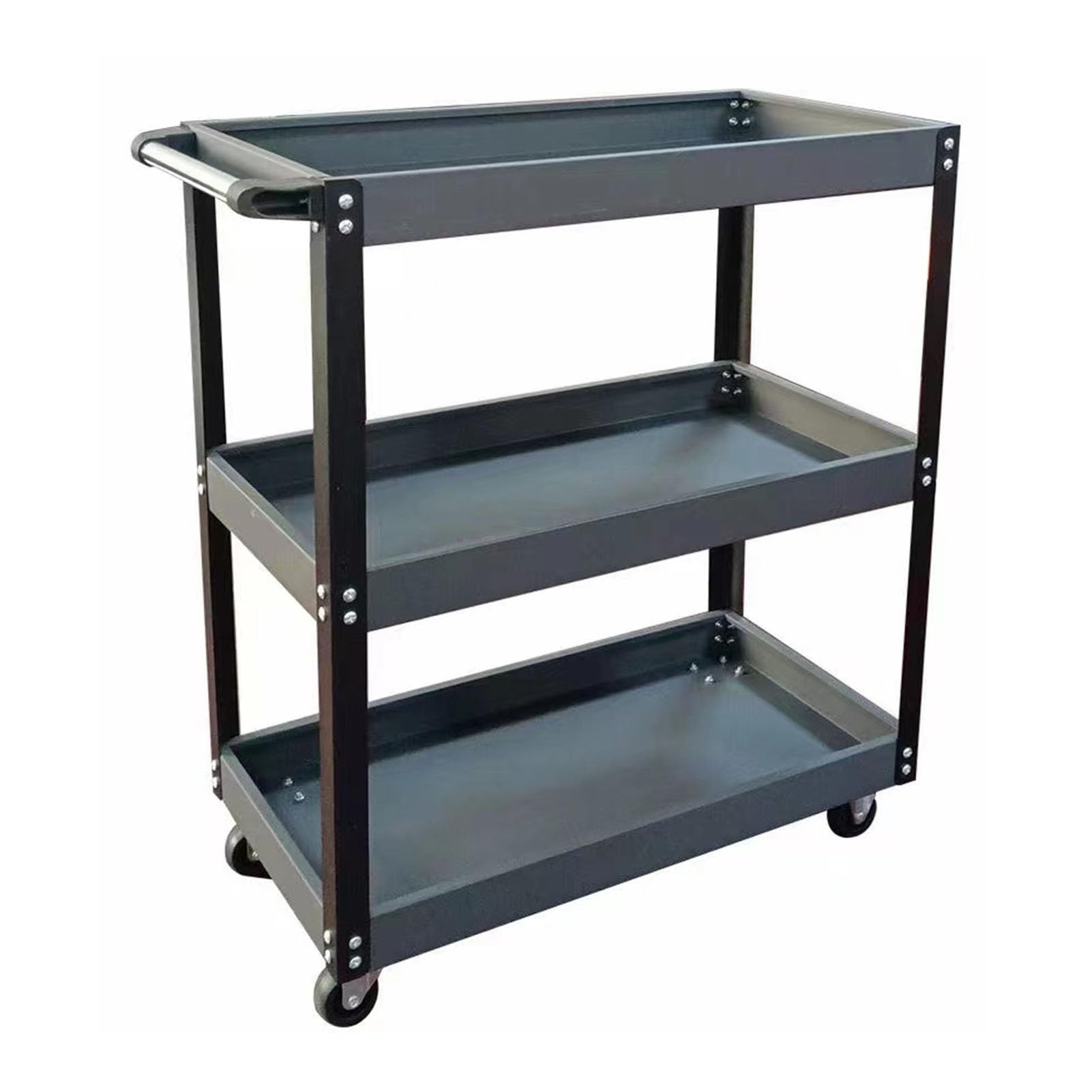 DonHeK Rolling Tool Cart,3 Tool Storage Organizer,Metal Service Cart with Lockable Wheels 660lbs Load Capacity for Garage Warehouse and Repair Shop (Color : Gray), 78456