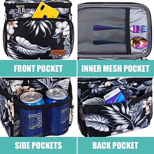 Tiblue Insulated Lunch Bag For Women/Men - Reusable Lunch Box For Office Work School Picnic Beach - Leakproof Freezable Bag With Adjustable Shoulder Strap For Kids/Adult(Medium, Flirtatious Hibiscus) #TOP4