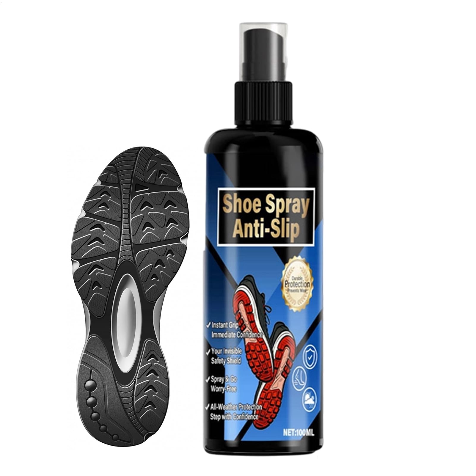 Grip Spray for Basketball Shoes - 100ml Shoe Grip Enhancer Spray - Instant Footwear Enhancer - for Sneakers Basketball Golf Football Tennis Volleyball Baseball Camping Training