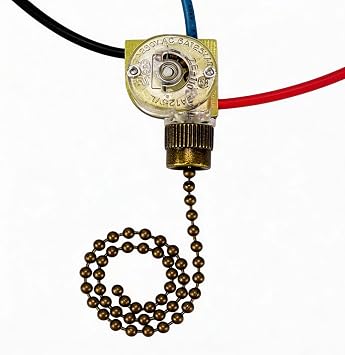 1 Pcs ZE-110 Ceiling Fan Light Pull Chain Switch, 3 Way 3-Wire Replacement Pull Chain Switch Compatible with Ceiling Fans, Lamps and Wall Lights - Bronze