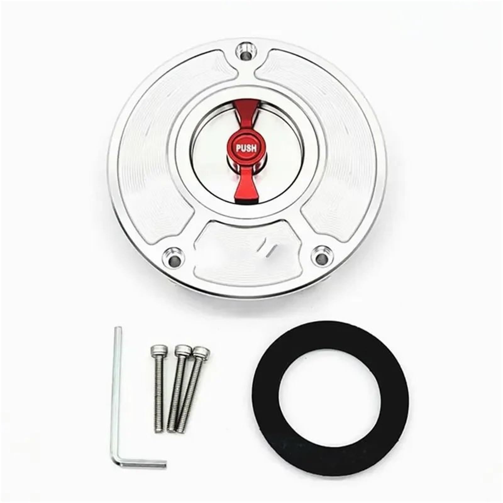 Korek wlewu oleju Motocykl CNC Aluminium Paliwo Gazowe Kapturki Zbiornika Pokrywa Z Szybkim Blokowaniem Pasuje Do HONDA CBR 600 F4I F4 F3 F2(Silver and Red)