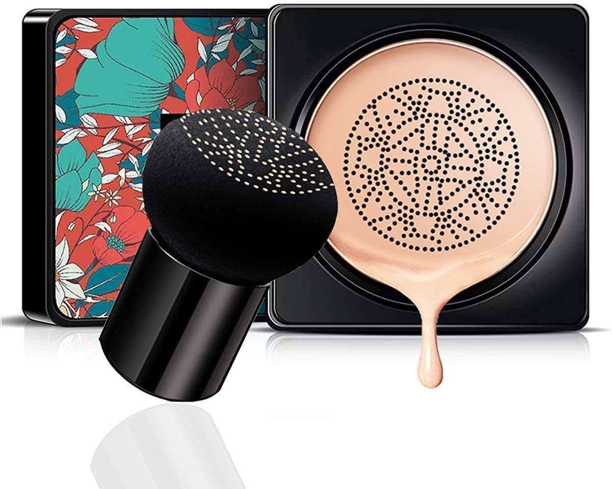 MYSHELLMushroom Head Air Cushion CC Cream Foundation, Concealer Lasting Nude Makeup Moisturizing Pigment CC Liquid Foundation, Even Skin Tone Makeup Base Primer, (Natural)