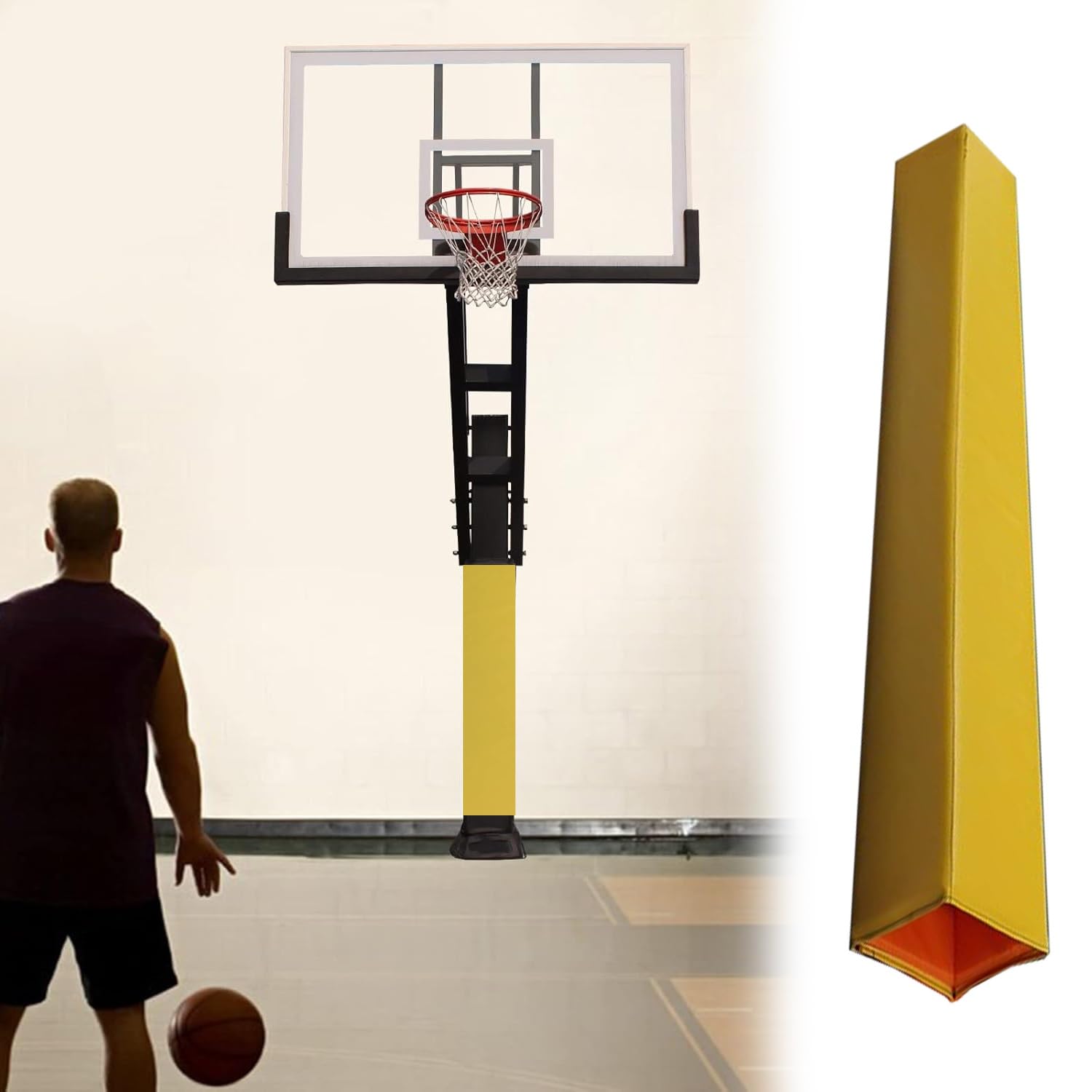 Protector para Poste de Baloncesto, Protector de Impacto de 1 Pulgada de Alta Resistencia para Canasta de Baloncesto - Protectores de Seguridad Amarillos para Postes para protección del Juga