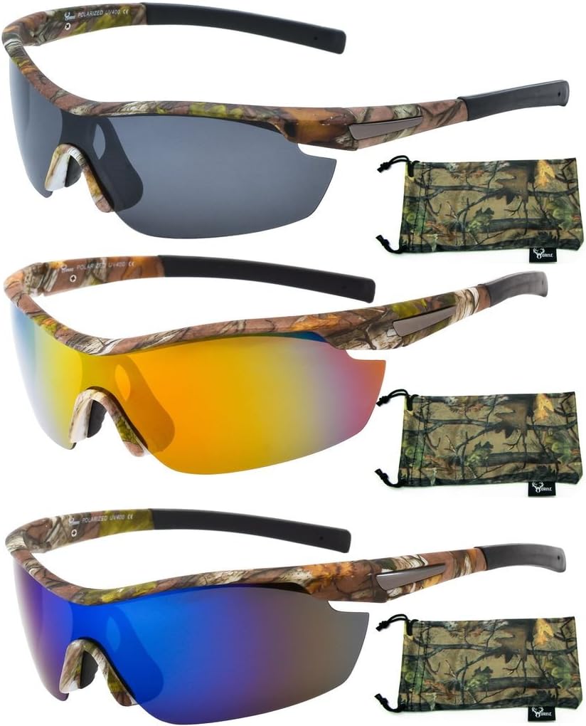 Hornz Polarized Sunglasses Men Camouflage Wrap Around Sport Frame Lightweight