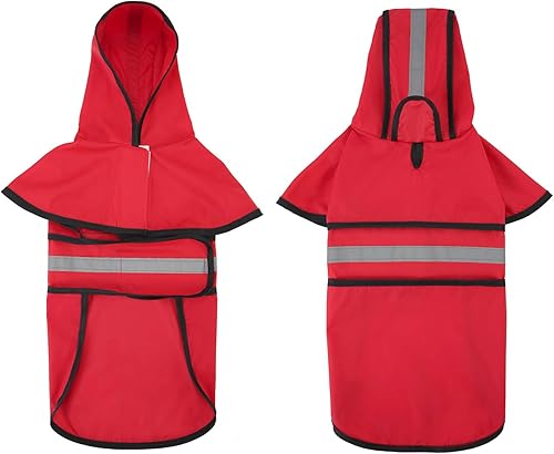 Miniatura 89 de HDE Dog Raincoat Jacket Reflective Adjustable Hooded Pet Poncho Rain Coat with Leash Hole for Small to X-Large Dogs Camo - S