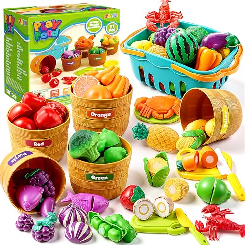 JOYIN Learning Toys Play Food Set for Toddlers, Cutting Food for Preschool Activities, Play Kitchen...