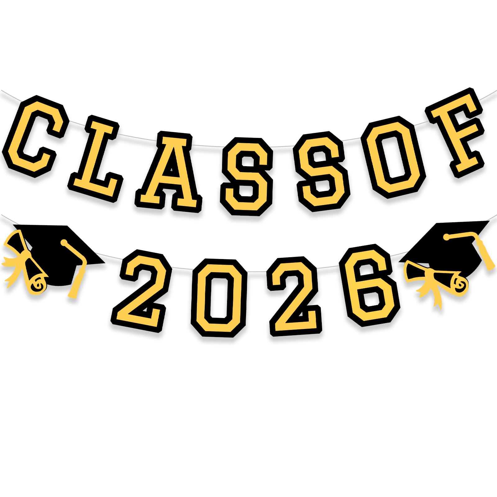 Class of 2026 Graduation Banner University College Grad Garlands Decoration Party Supplies High School Colors Gold Black
