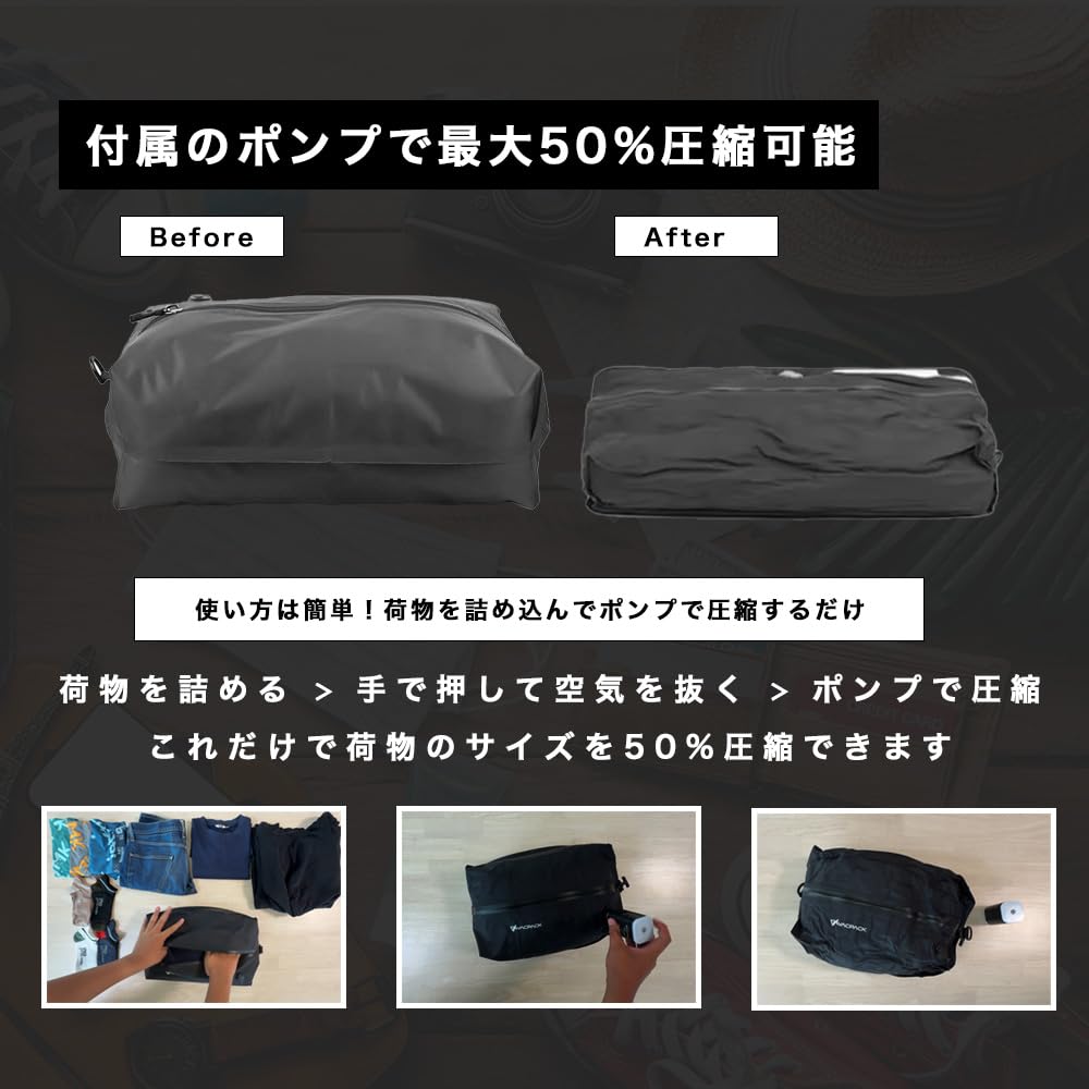 Amazon.co.jp: 【公式・正規品】VACPACK 圧縮トラベルバッグ 衣類を約