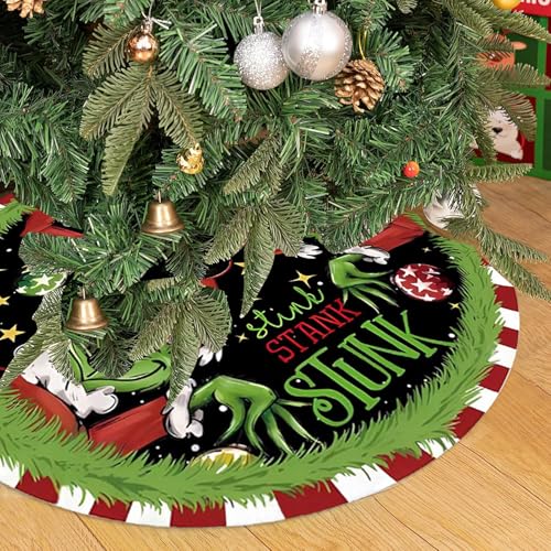 Christmas Tree Skirt 36 Inch Green Funny Trimmed Tree Skirt Christmas Decorations Tree Mat Merry Christmas Party Home Decor