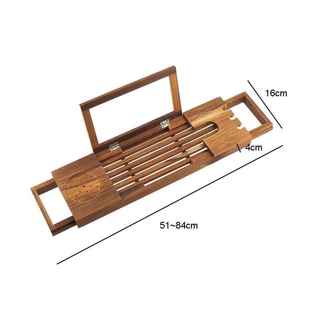 Bandeja de baño y Estante de baño telescópico de Madera Soporte de Bandeja de Cama para computadora portátil para Libros o tabletas Soporte de bañera Soporte de bañera de Barril