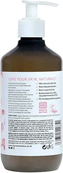 I LOVE Naturals Rose and Argan Hand Wash - Hydrating Hand Soap with Essential Oils - Skin-Smoothing Formula - Plant-Based Cleansers - 16.9 oz