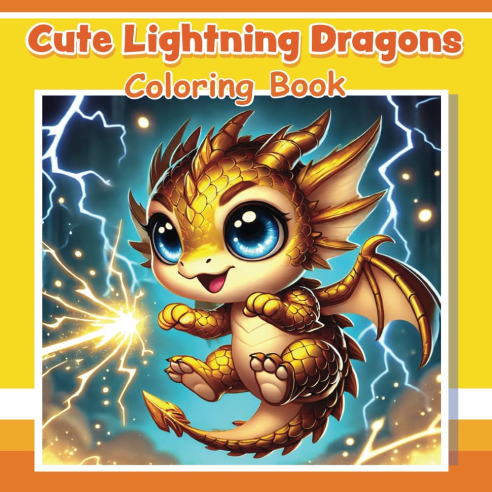 Cute Lightning Dragons Coloring Book