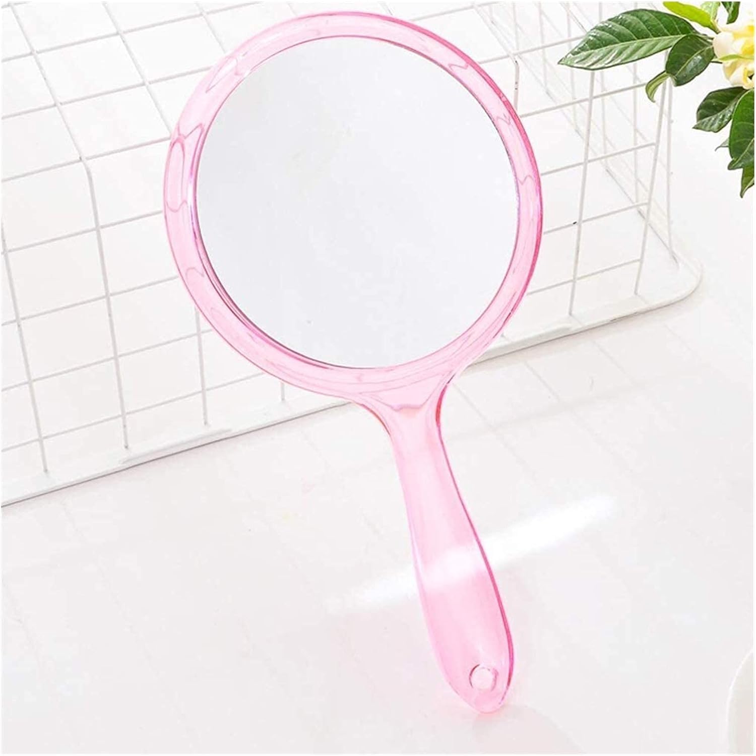 Miroir dentaire portable double face avec miroir de courtoisie grossissant rose