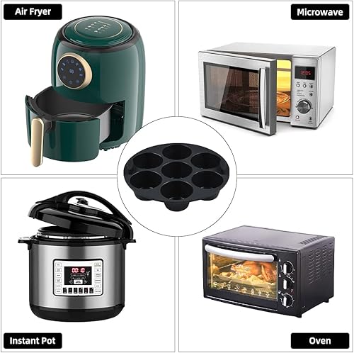 Miniatura 7 de CAKETIME Molde de silicona para freidoras de aire para muffins, 7 cavidades, 1 paquete