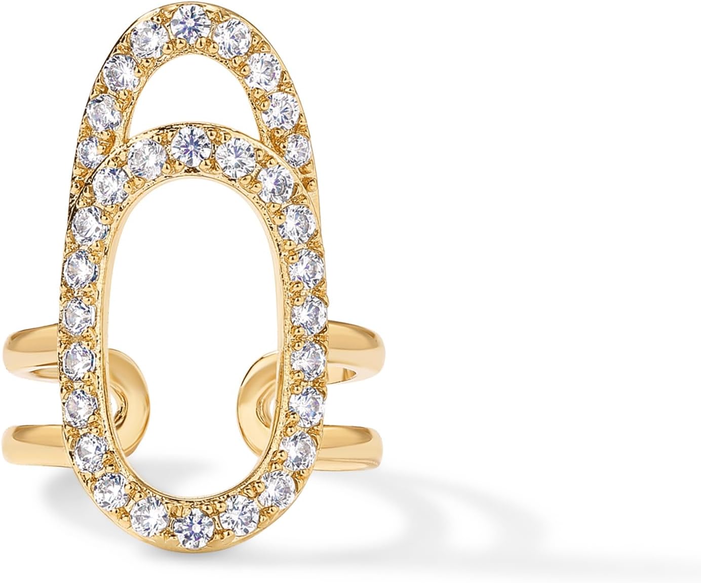 PAVOI 14K Gold Plated Manicure Nail Ring for Women | Adjustable Unique Fashion Statement Ring