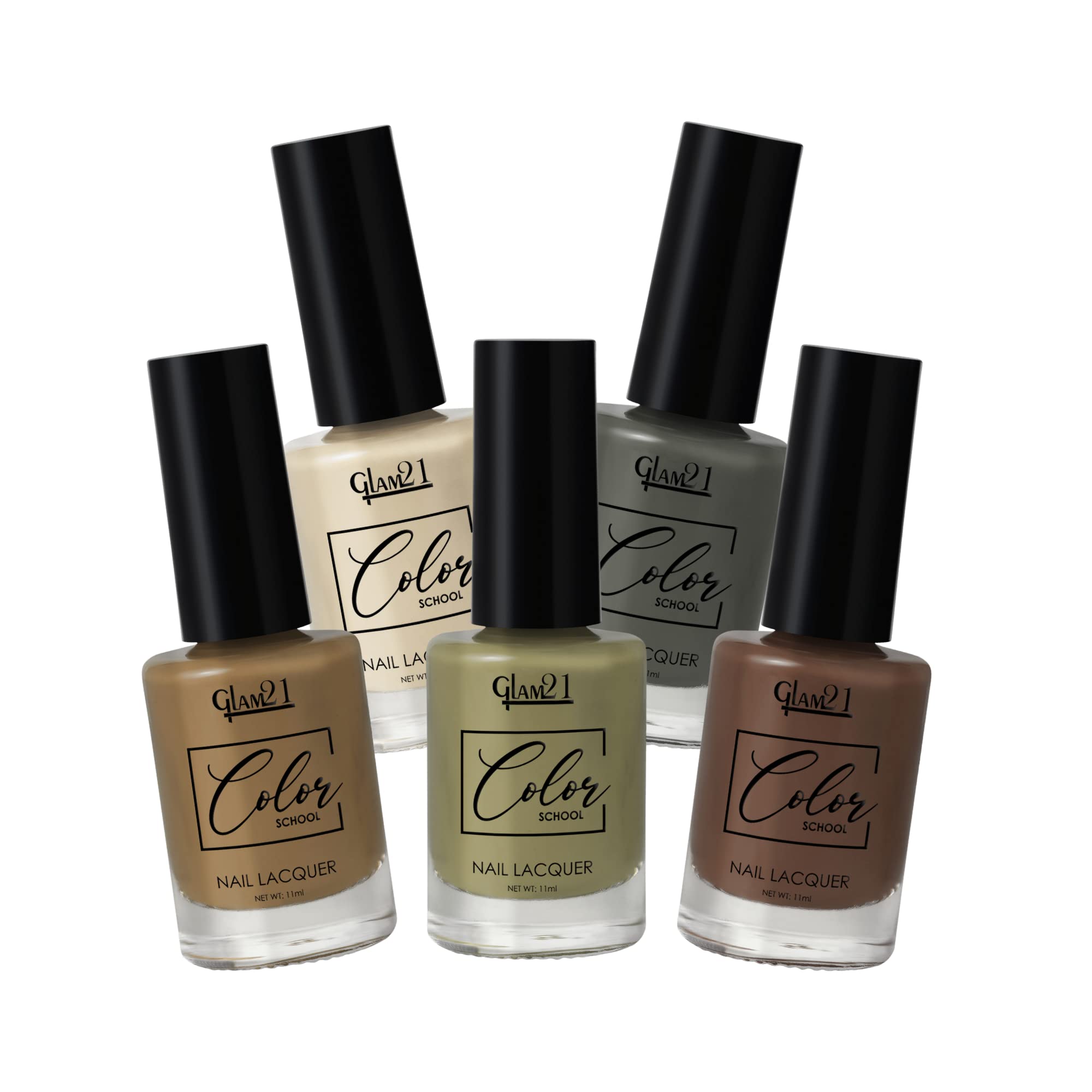 Glam 21 Color School Nail Polish/Nail Color -11 Ml Each| Long Lasting | Quick Drying | Glossy Finish | Combo Of 5 Shades - 02-image-12