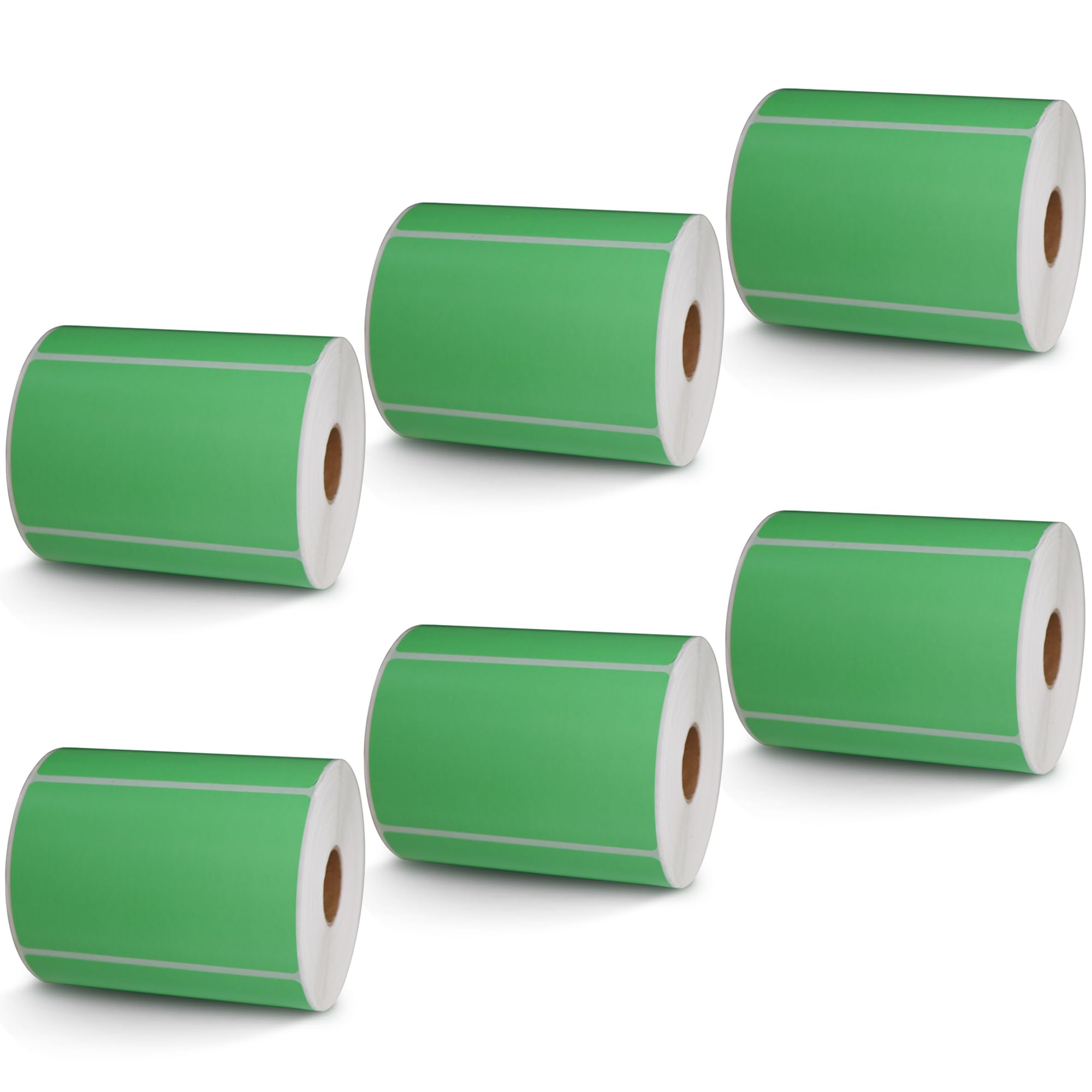BETCKEY - Etichette multiuso e di spedizione da 10,2 x 6,3 cm, compatibili con stampanti Zebra e Rollo, adesivo premium e perforato [verde, 6 rotoli, 3720 etichette]