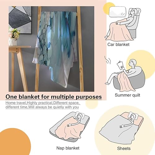 Miniatura 4 de Throw Blankets Blue Watercolor Abstract Manta para Sofa Fuzzy, Warm, Cozy, Thick 30inch X 40inch