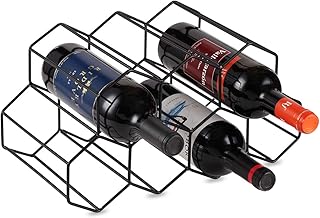 Buruis 9-Bottle Countertop Wine Rack, Honeycomb Standing Metal Wine Holder, Organizer, Red & White Wines Rack, Home Kitchen Bar Essentials (Black)