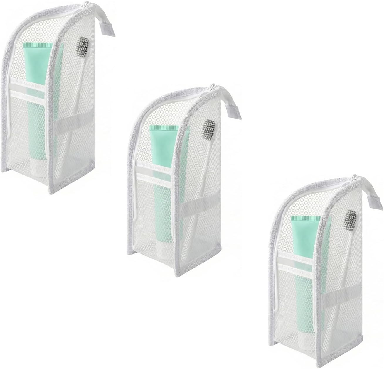 Standing Toiletry Bag Translucent Portable Foldable Makeup Cosmetic Bag Upright Waterproof Travel Toiletry Bag for Bathroom, Gym, Trip (White)