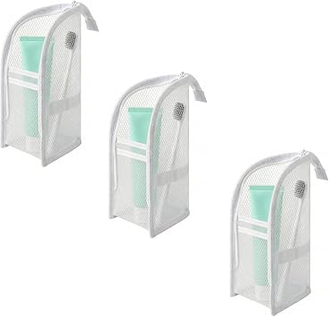 Standing Toiletry Bag Translucent Portable Foldable Makeup Cosmetic Bag Upright Waterproof Travel Toiletry Bag for Bathroom, Gym, Trip White
