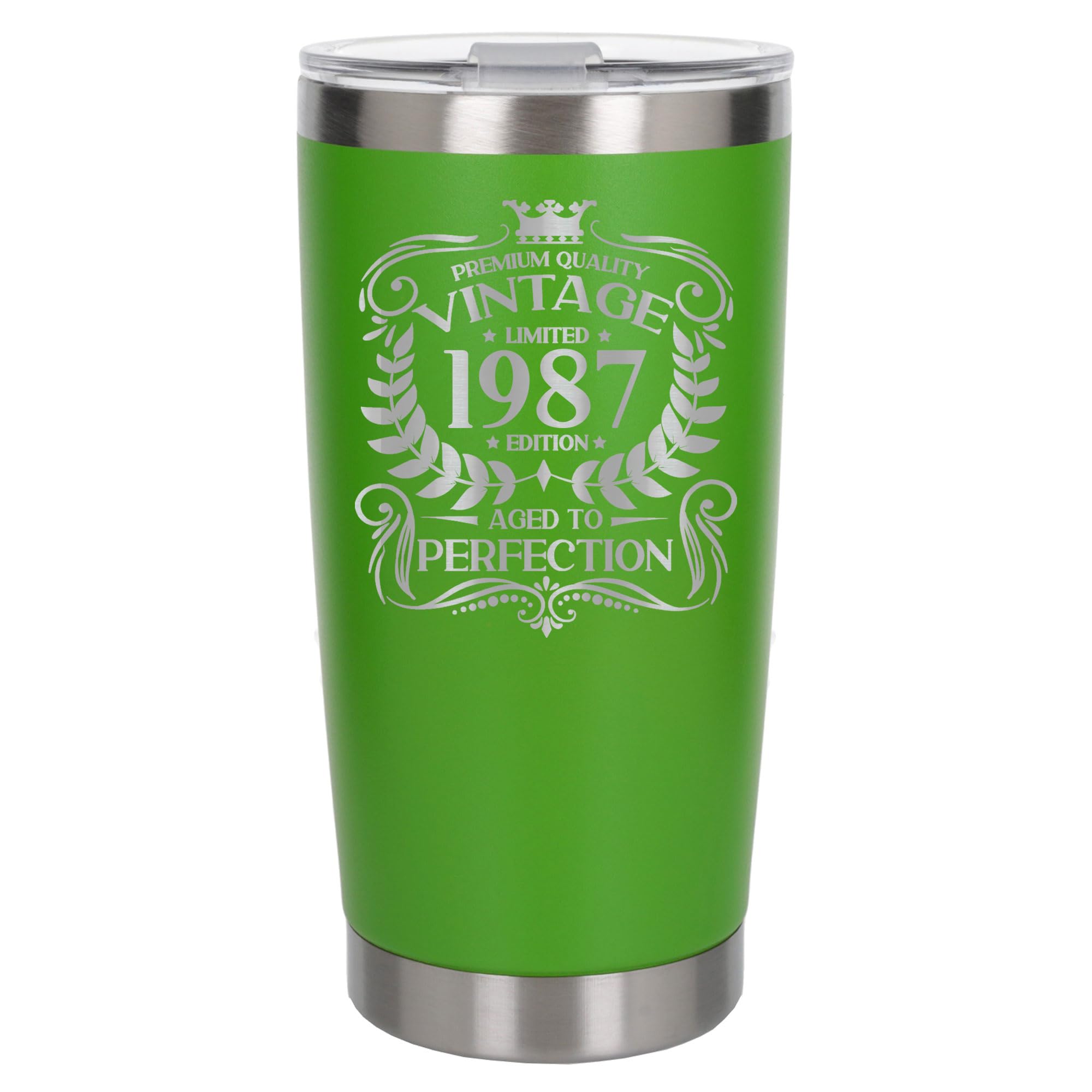 Always Looking Good 39th Birthday Gift Vintage 1987 Aged to Perfection Engraved Insulated Travel Mug Present for 39 Year Old Green Thermal Coffee Flask Travel Mugs with Lids โ image 1