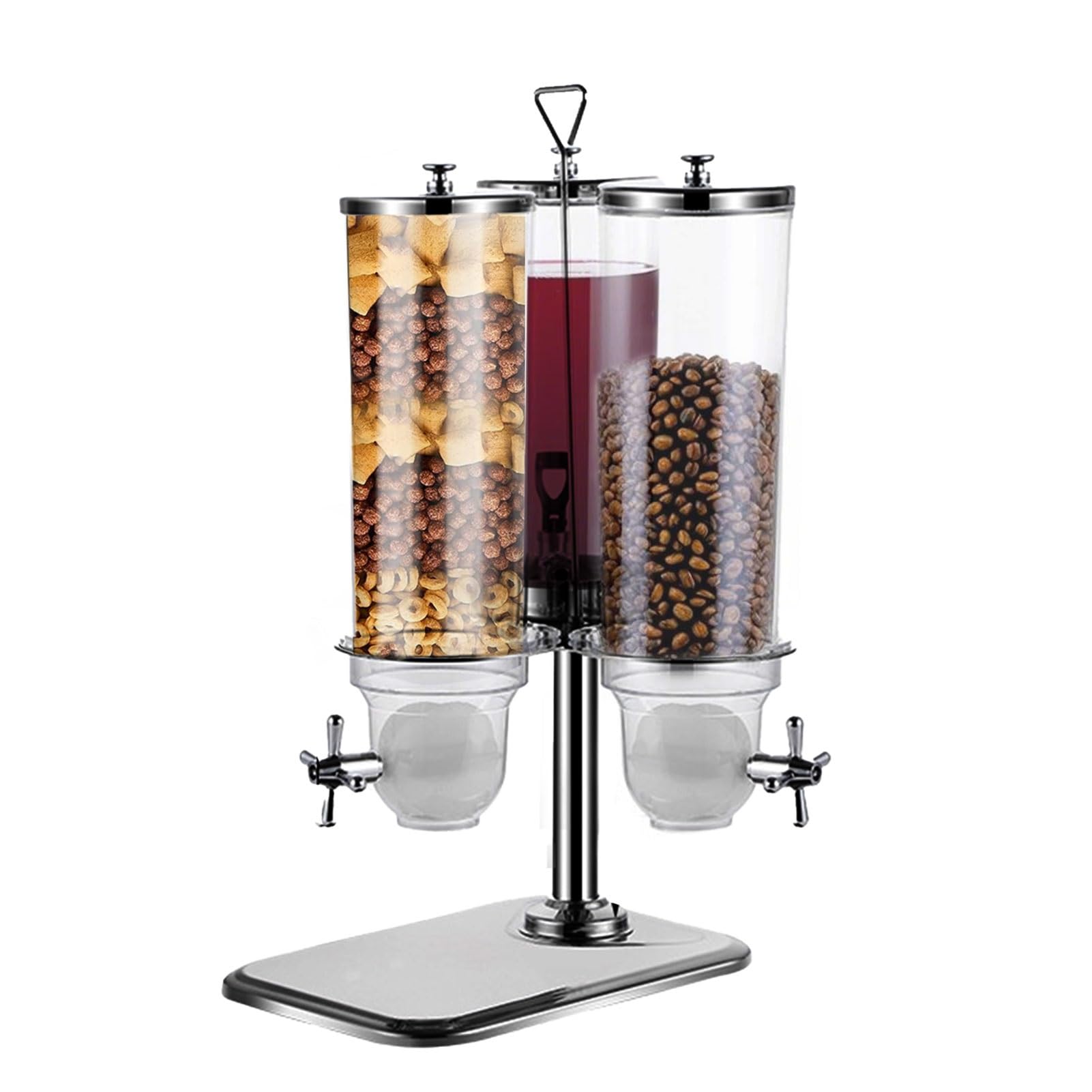 Dispensador de cereales y bebidas de gran capacidad, dispensador giratorio de alimentos secos y jugos de acero inoxidable para té helado, cerveza