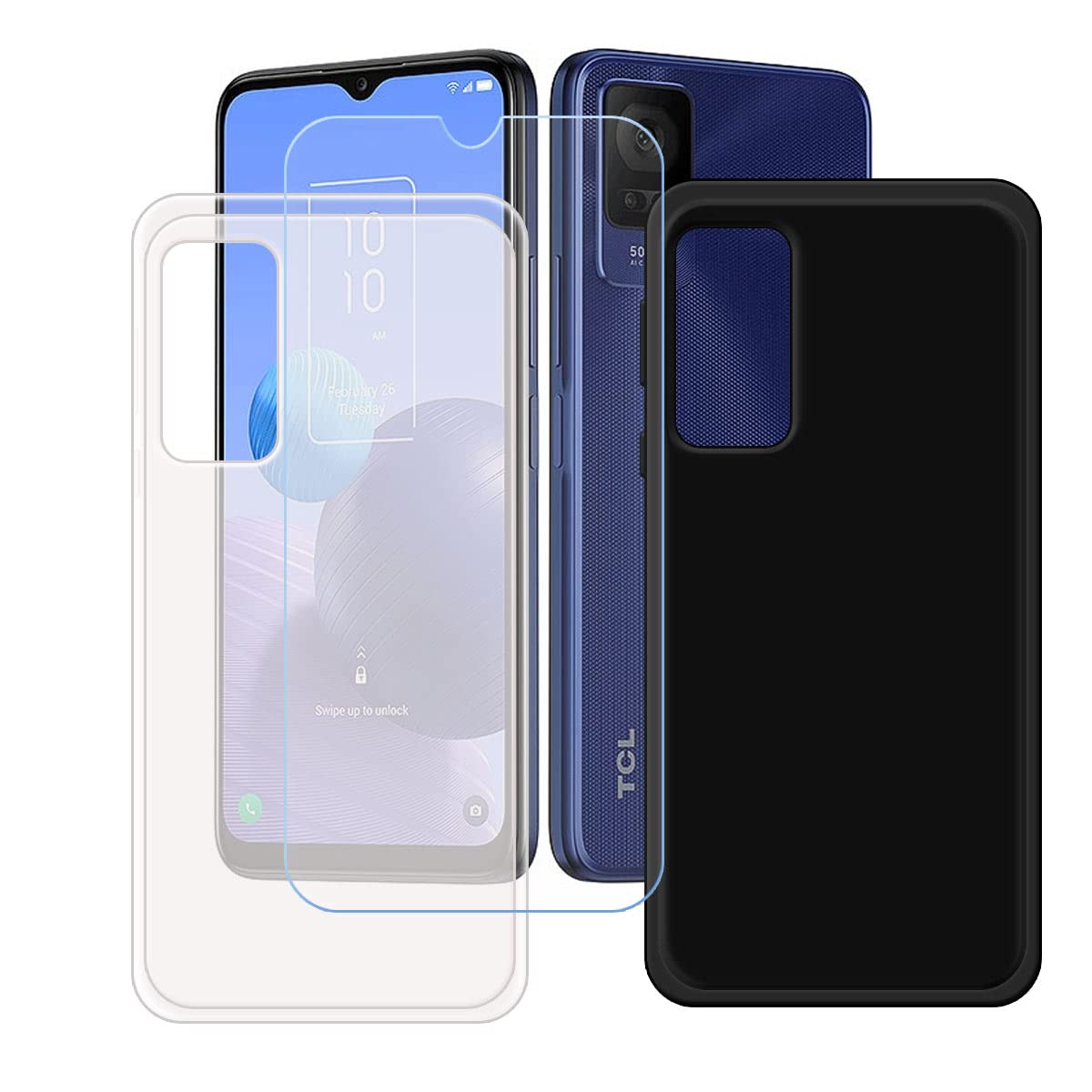 Custodia per TCL 40 XL, Silicone Case Sottile Cover TPU Caso Morbido Copertura + Pellicola Protettiva in Vetro Temperato per TCL 40 XL (6,75) - KE113