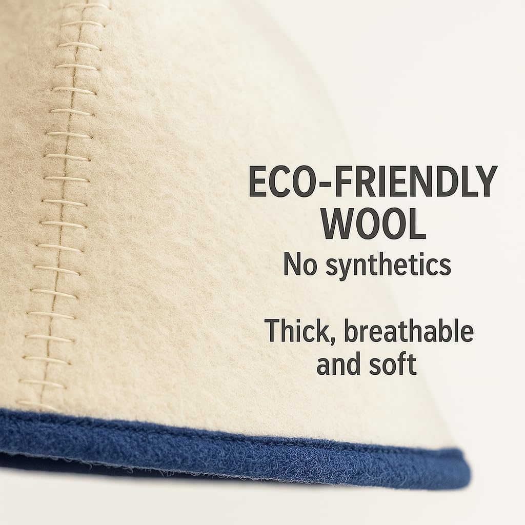 Premium Sauna Hat – 100% Natural Wool, Handmade Sauna Headwear for Men and Women – Eco-Friendly, Breathable - Image 4