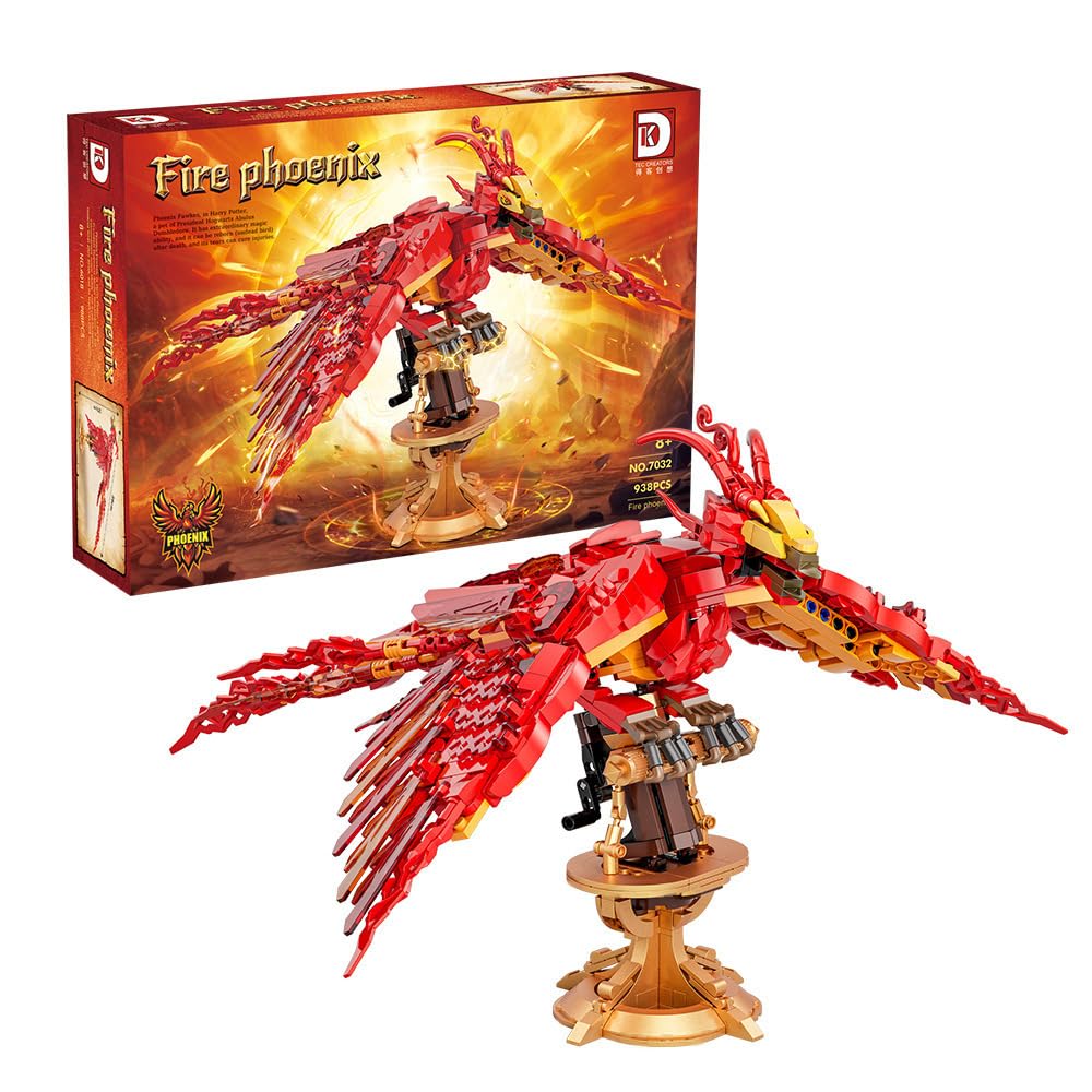 Fire Phoenix Model Building Blocks Kit, Magical World Phoenix Collection Model Building Set for Adults Teenager, Ideas HP Construction Toy Compatible with Major Brands