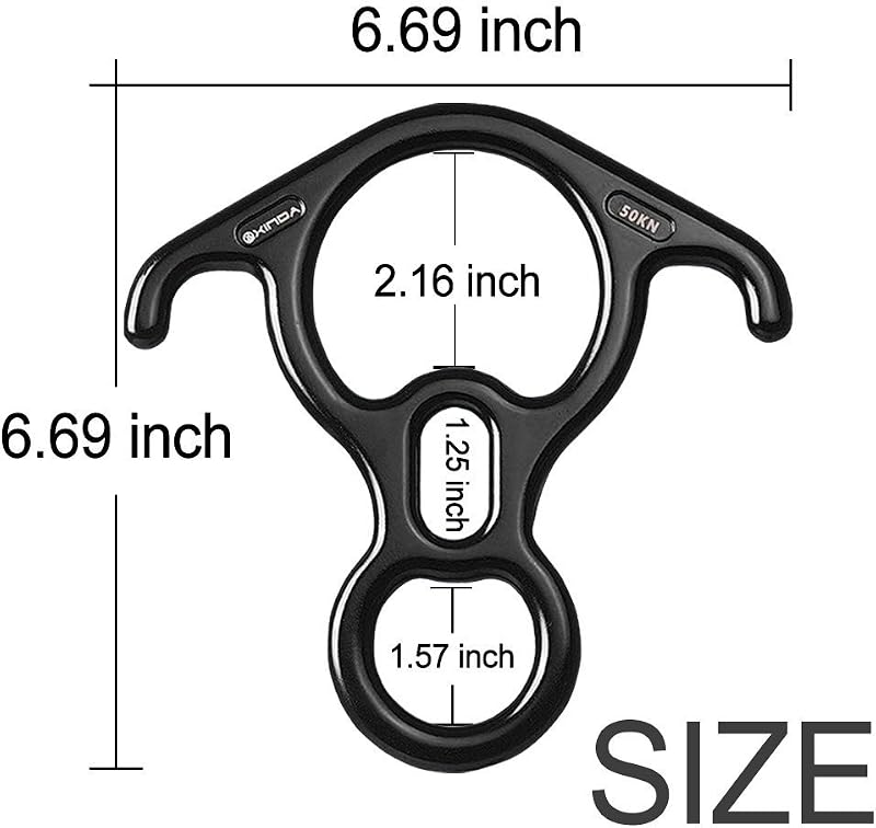 2win2buy Alumínium Ereszkedő Eszköz 50KN - Hegymászó Nyolcas Biztosító Karabiner Ívelt Füllel - UIAA Tanúsítvánnyal