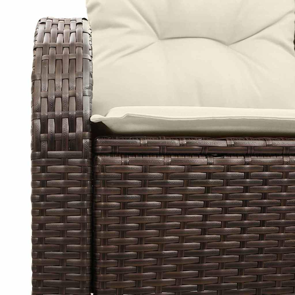 Divano da Giardino 2 Posti in Polyrattan Marrone con Cuscini | Mix di stile e robustezza per terrazzo e giardino. Struttura modulare in metallo con cuscini inclusi per esterno.