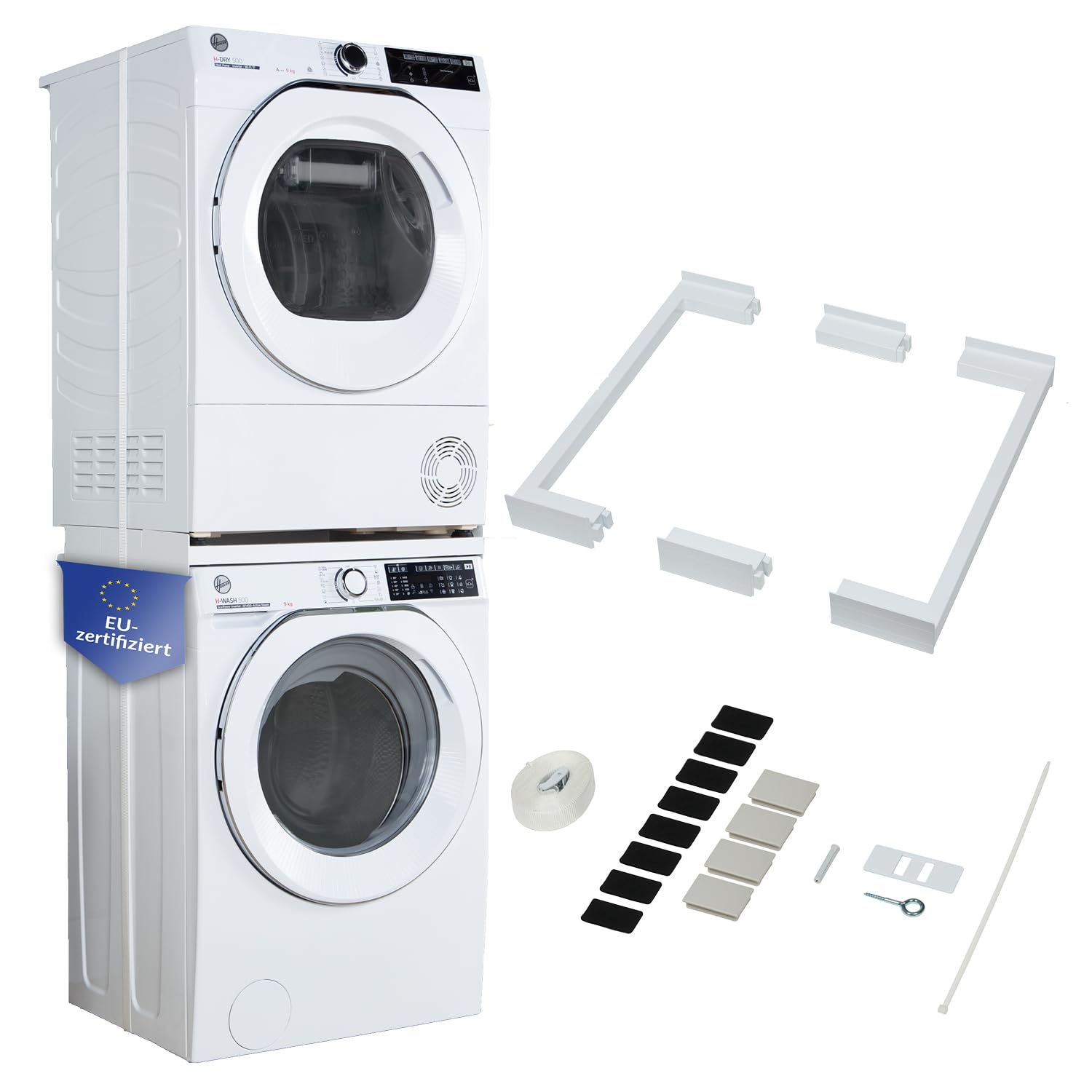 CARE+PROTECT Zwischenbaurahmen für Trockner & Waschmaschine I Universaler Verbindungsrahmen für Geräte mit 33-52 cm Tiefe I Platzsparend & kippsicher stapeln I Zwischenbausatz weiß I Einfache Montage