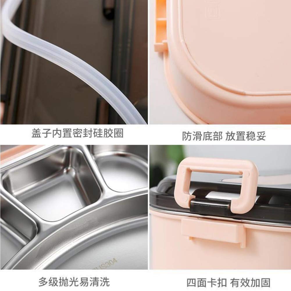 amropi Scatole Bento Lunch Box Acciaio Inossidabile Contenitori 2/3/4/5 Scomparto Dispensa con Bastoncini e Cucchiaio (Rosa, 4 Scomparto)