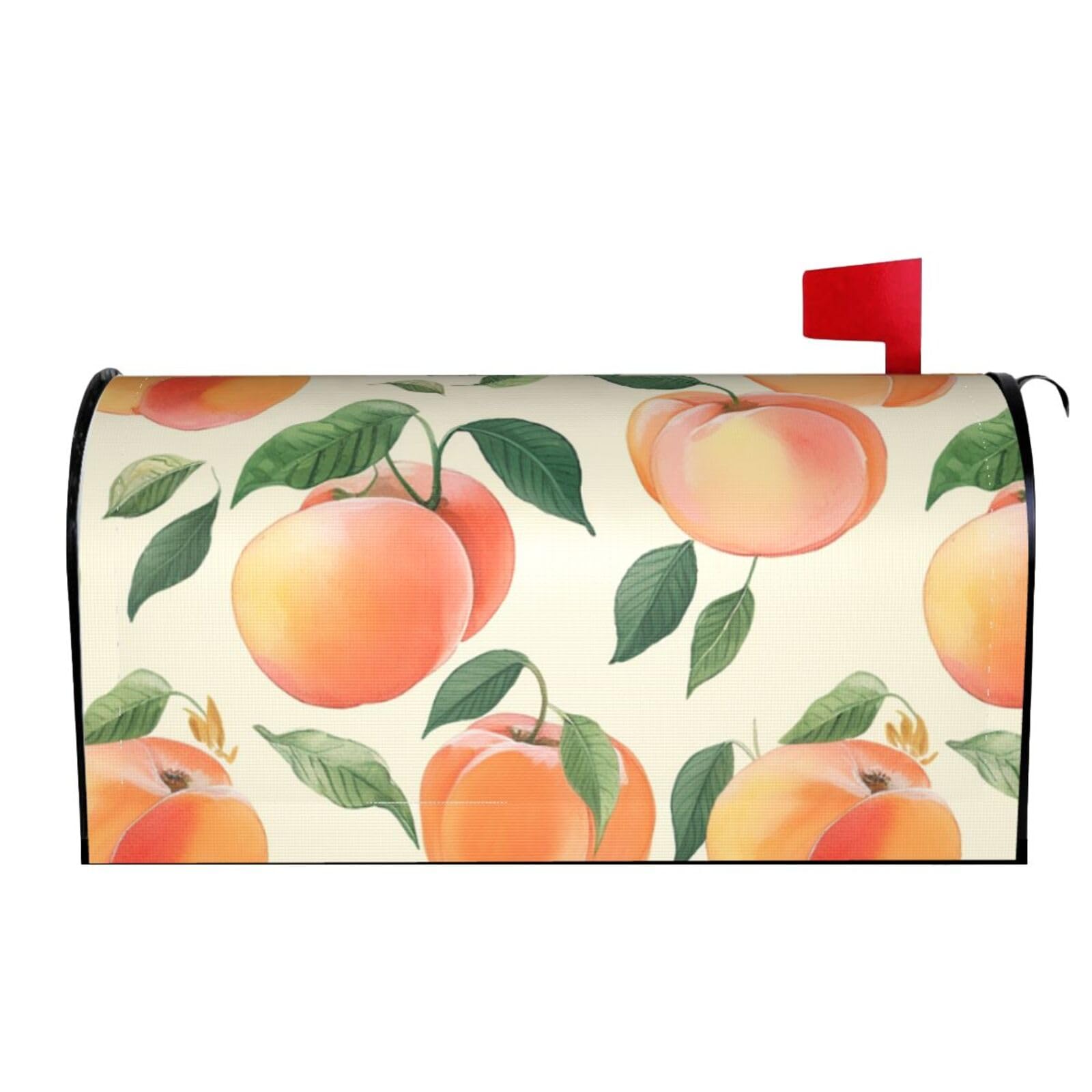 Spring Summer Mailbox Covers Magnetic Letter Post Box Cover Peach Mailbox Wrap Decoration Mailbox Post Cover for Garden Yard Outside Welcome Decor 21x18 in
