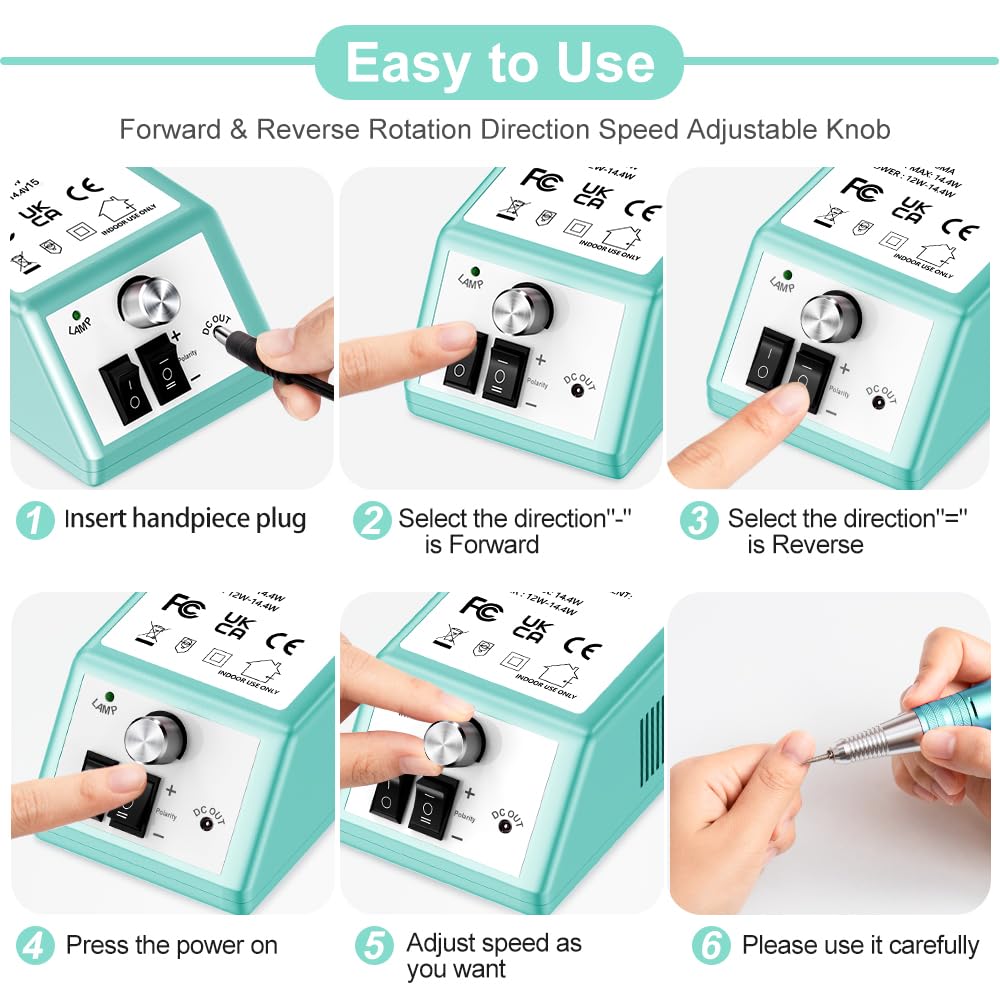 Máquina profesional de taladro de uñas Efile de 30000 rpm, kit de lima de uñas eléctrica para uñas de dedos de los pies, uñas de gel acrílico, taladro de manicura y pedicura con 6 brocas y 106 bandas