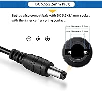 Vista 3 de Facmogu 48V 2A Power Supply Adapter, AC 100-240V to DC 48V 2A Transformer Interface 5.5x2.5mm & 5.5x2.1mm Plug, 96W Adapter US Plug for Stereo
