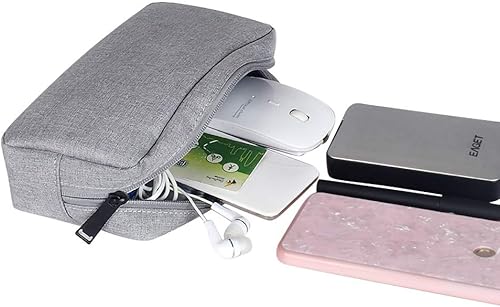 Miniatura 7 de Bolsa de transporte suave universal para electrónica/accesorios, duradera y ligera, adecuada para salidas, negocios, viajes y cosméticos, Gris,